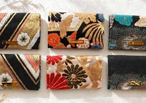 Card cases made for PEACE BOAT combining kimono and African kanga fabric