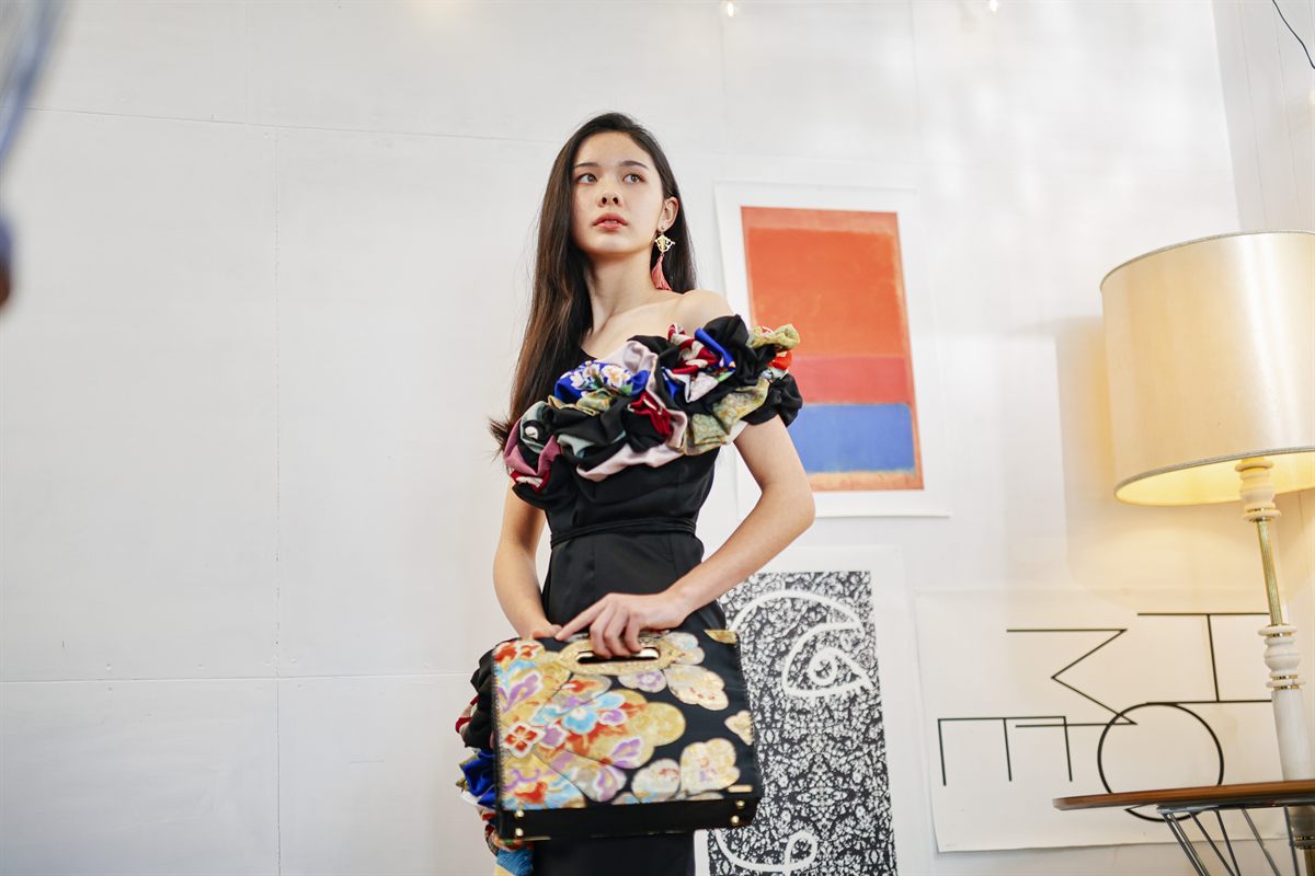 MIKOSHI Series handbag with an ornamental metal handle